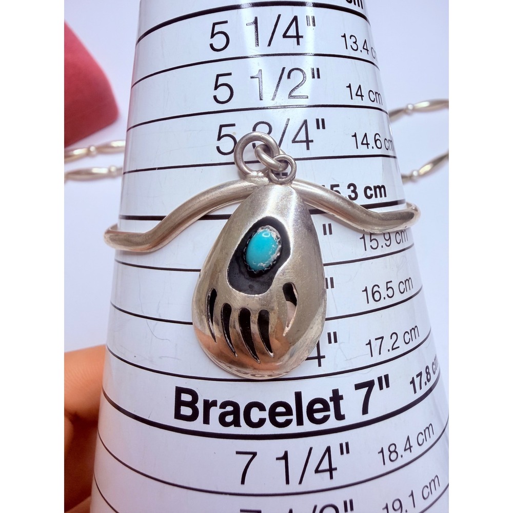 Lloyd Nelson Navajo Sterling Silver Turquoise Bear Paw Jewelry Set - Picture 11 of 14